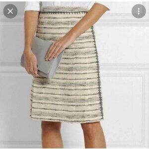 Tory Burch Nicole Tweed Pleated Skirt Cotton Blend Lined.  SZ 12